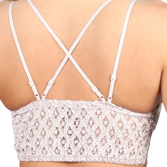 Boho Floral Anemone Violet Gray Soft Lace Bralette - Picture 4 of 4